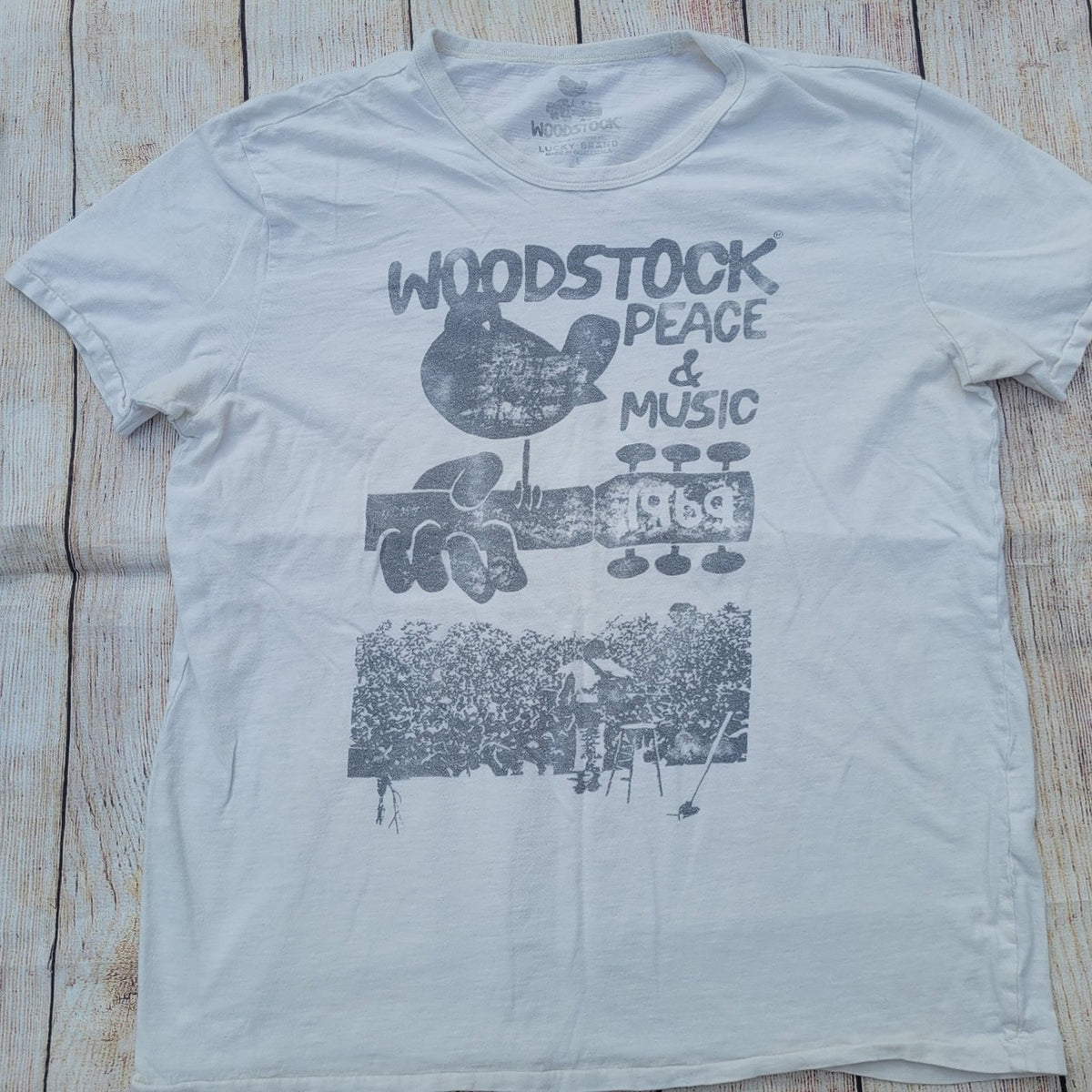 Vtg Lucky Brand Woodstock tee