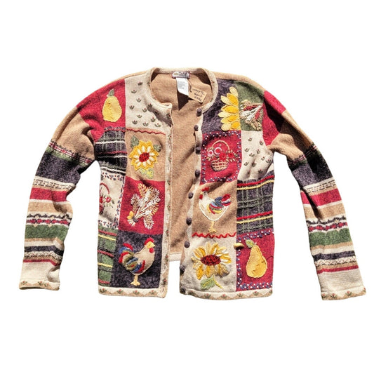 Vintage Y2k Tiara International Fair Isle Cardigan Sweater XL cottagecore