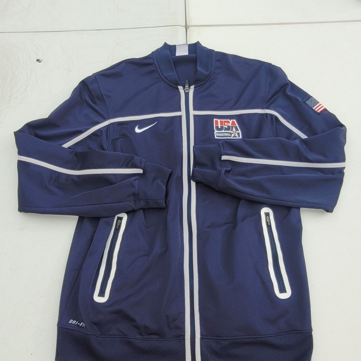 Nike Dream Team USA Basketball National Team Jacket Mens Large Dri-Fit Blue