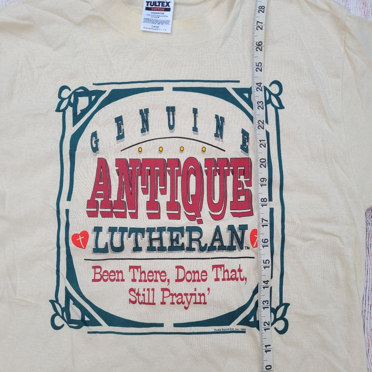 Vintage Genuine Antique Lutheran Person tee shirt
