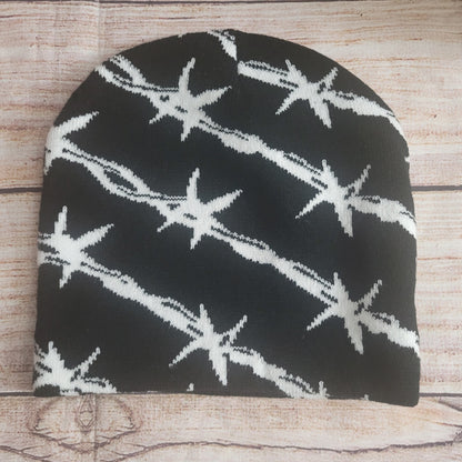 Barbed Wire Y2k graphic Knit Beanie