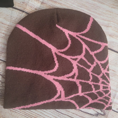 Spider Web  Y2k graphic Knit Beanie