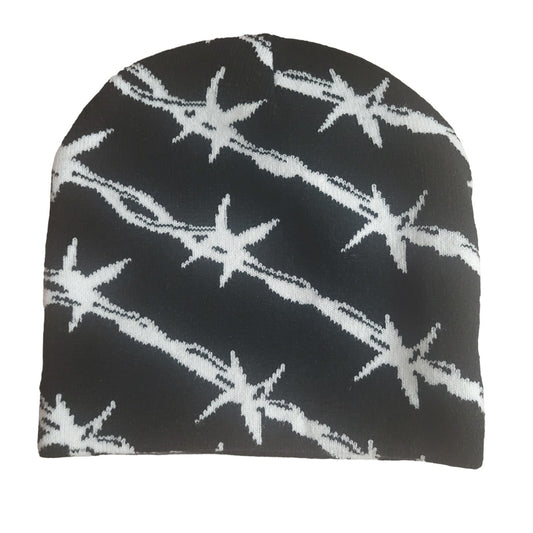 Barbed Wire Y2k graphic Knit Beanie