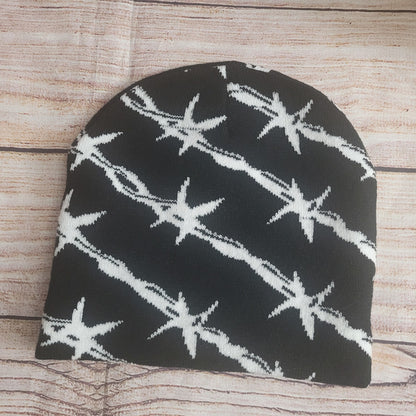 Barbed Wire Y2k graphic Knit Beanie