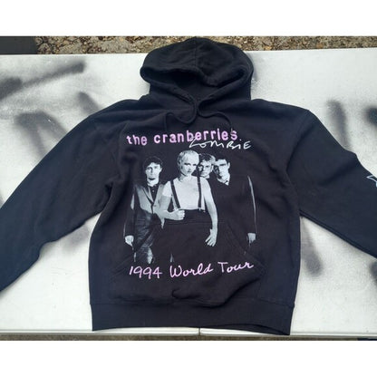 Black Cranberries 1994 tour hoodie with band photo and pink lettering from RetroVintage Thrift