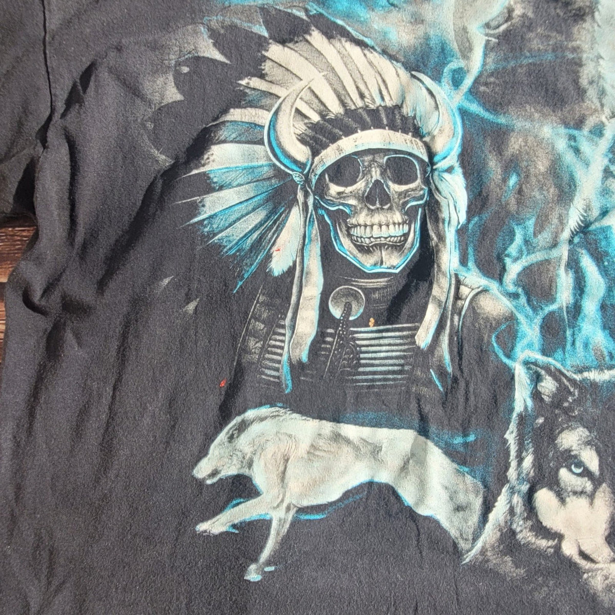 Vtg Nature Wolf Moon Native American Tee shirt