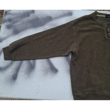 Vtg Harley Davidson Henley  Sweatshirt Olive Green