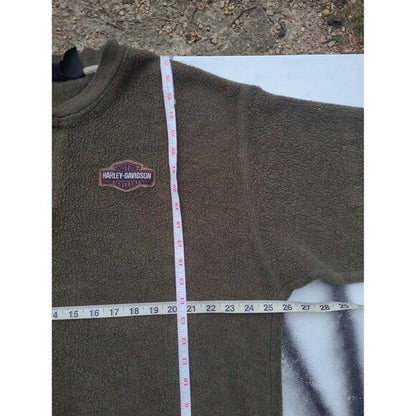 Vtg Harley Davidson Henley  Sweatshirt Olive Green