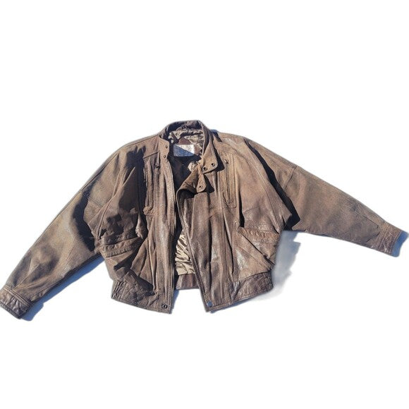 Vintage Nordstrom Brown Leather Bomber Jacket