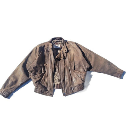 Vintage Nordstrom Brown Leather Bomber Jacket