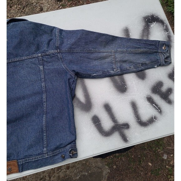 Vintage Rocawear Denim Trucker Jacket 90s Leather Patch