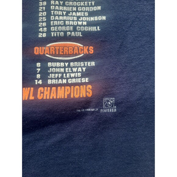 Vtg Denver Broncos Back to Back Champion Superbowl XXXIII  tee