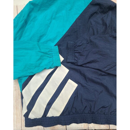 Vtg Adidas Windbreaker Jacket Aqua Colorblock