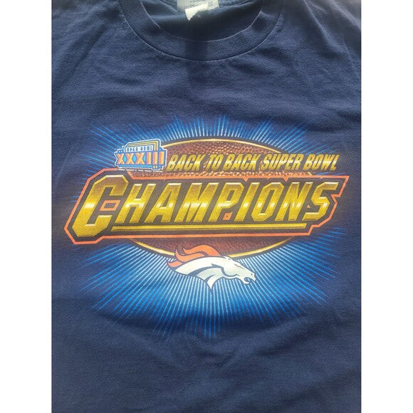Vtg Denver Broncos Back to Back Champion Superbowl XXXIII  tee