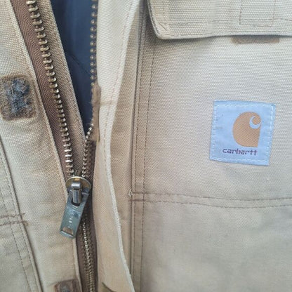 Vtg Carhartt Artic Quilt lined Canvas Jacket w/ Corduroy Collar