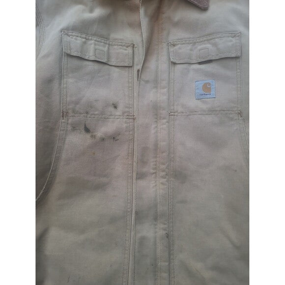 Vtg Carhartt Artic Quilt lined Canvas Jacket w/ Corduroy Collar