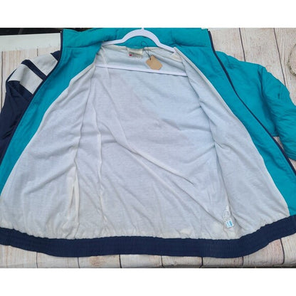 Vtg Adidas Windbreaker Jacket Aqua Colorblock
