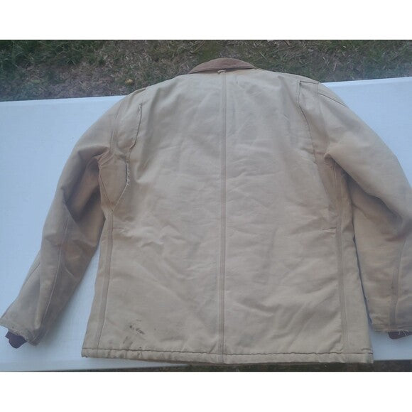 Vtg Carhartt Artic Quilt lined Canvas Jacket w/ Corduroy Collar