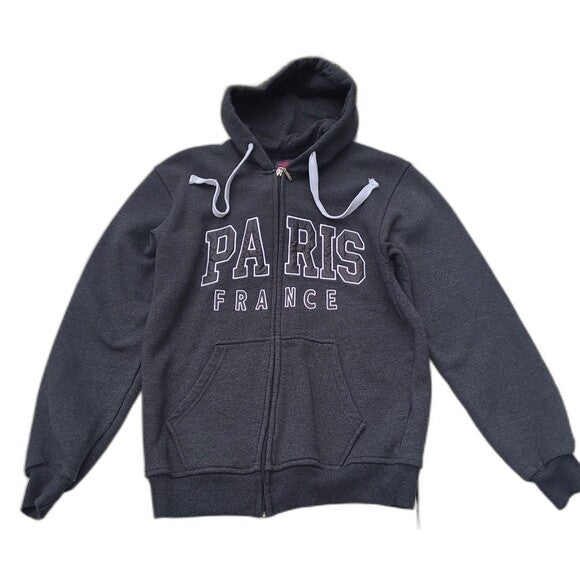 Vtg Y2k Paris France Zip Hoodie Sweatshirt Travel