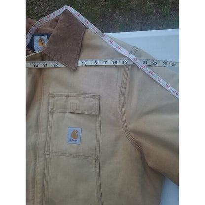 Vtg Carhartt Artic Quilt lined Canvas Jacket w/ Corduroy Collar