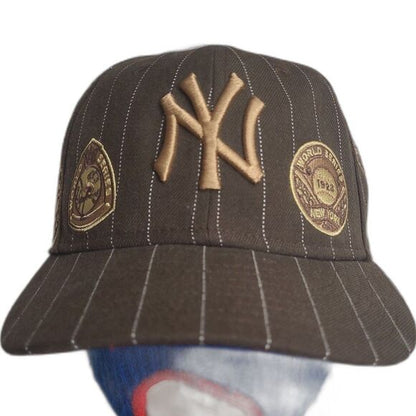 Vintage New Era New York Yankees Wool AOP  Patches Fitted Hat 7 1/4