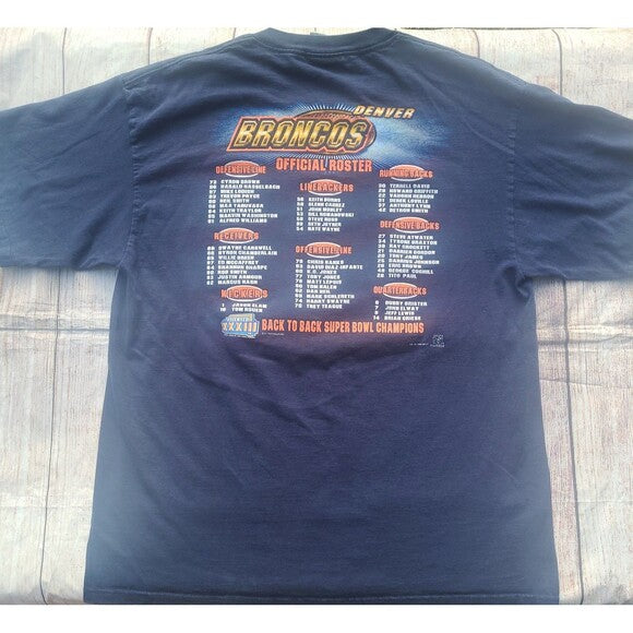 Vtg Denver Broncos Back to Back Champion Superbowl XXXIII  tee