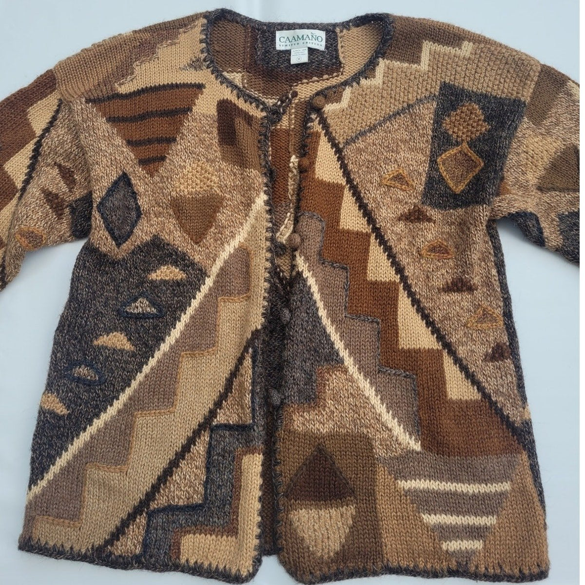 Vtg Alpaca Wool  Hand Knit Cardigan by Caamano Limited Edition