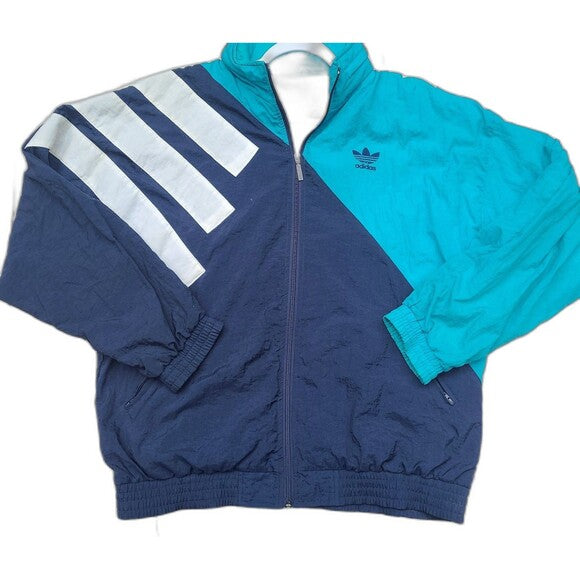 Vtg Adidas Windbreaker Jacket Aqua Colorblock