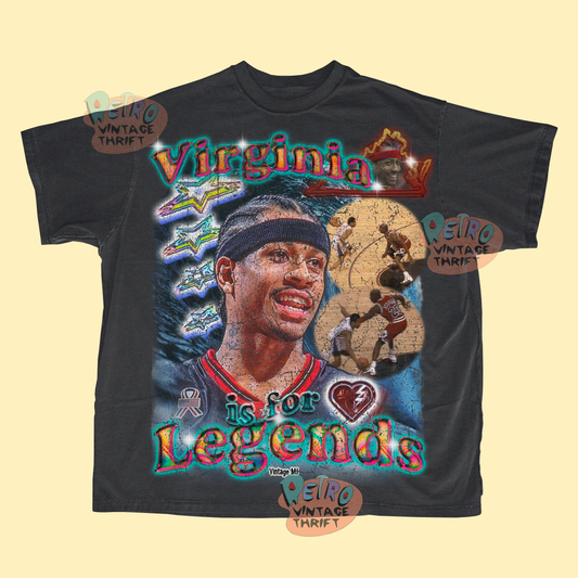 Black Virginia is for Legends A.I. shirt The Answer basketball graphic tee with vintage style