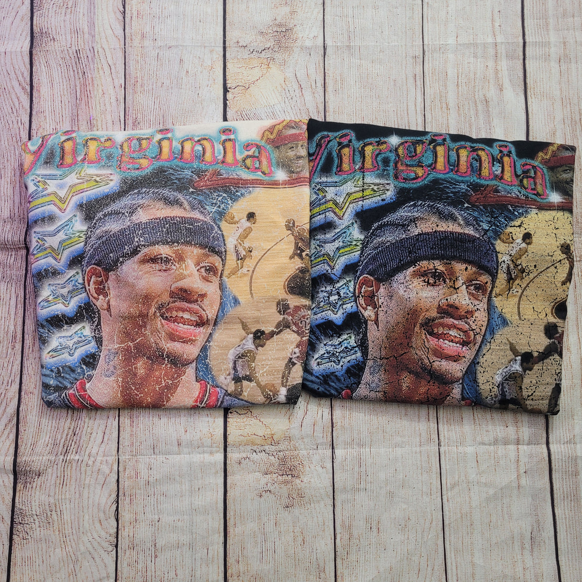 Virginia is for Legends A.I. shirt The Answer with colorful portrait and basketball background in white and black