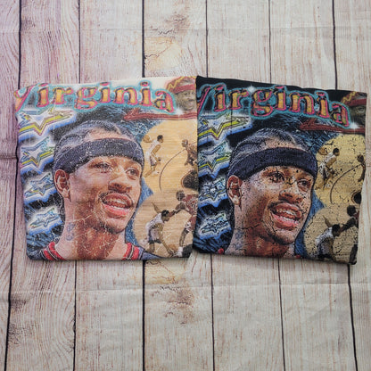 Virginia is for Legends A.I. shirt The Answer with colorful portrait and basketball background in white and black