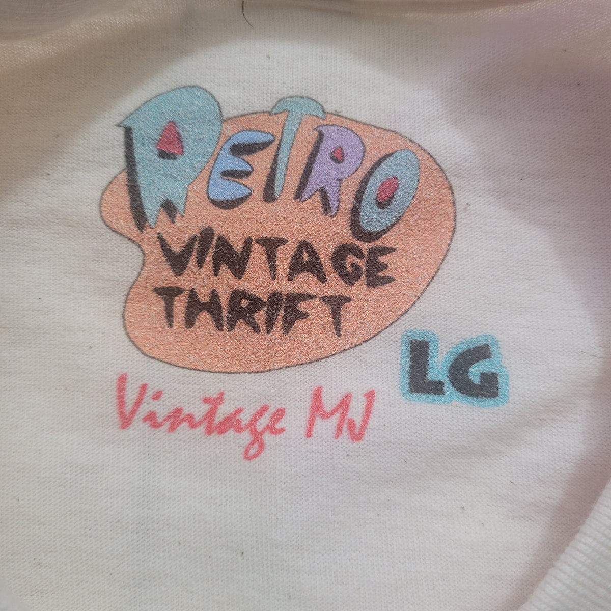 Retro Vintage Thrift shirt label from Black Owned Thrift in size LG for Virginia is for Legends A.I. shirt The Answer