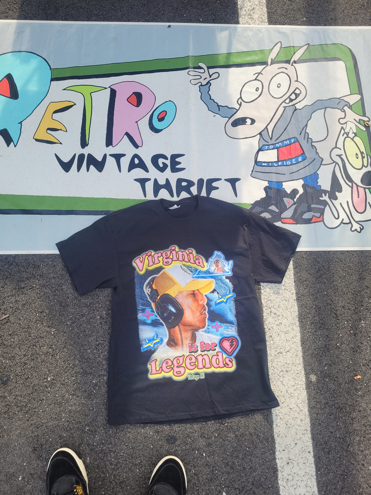 Virginia Is for Legends Y2k P tee black vintage style graphic t-shirt with colorful illustration