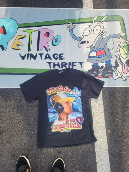 Virginia Is for Legends Y2k P tee black vintage style graphic t-shirt with colorful illustration