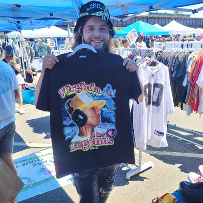 Customer  holding Virginia Is for Legends Y2k P tee black graphic t-shirt at Swapmeet Vintage market