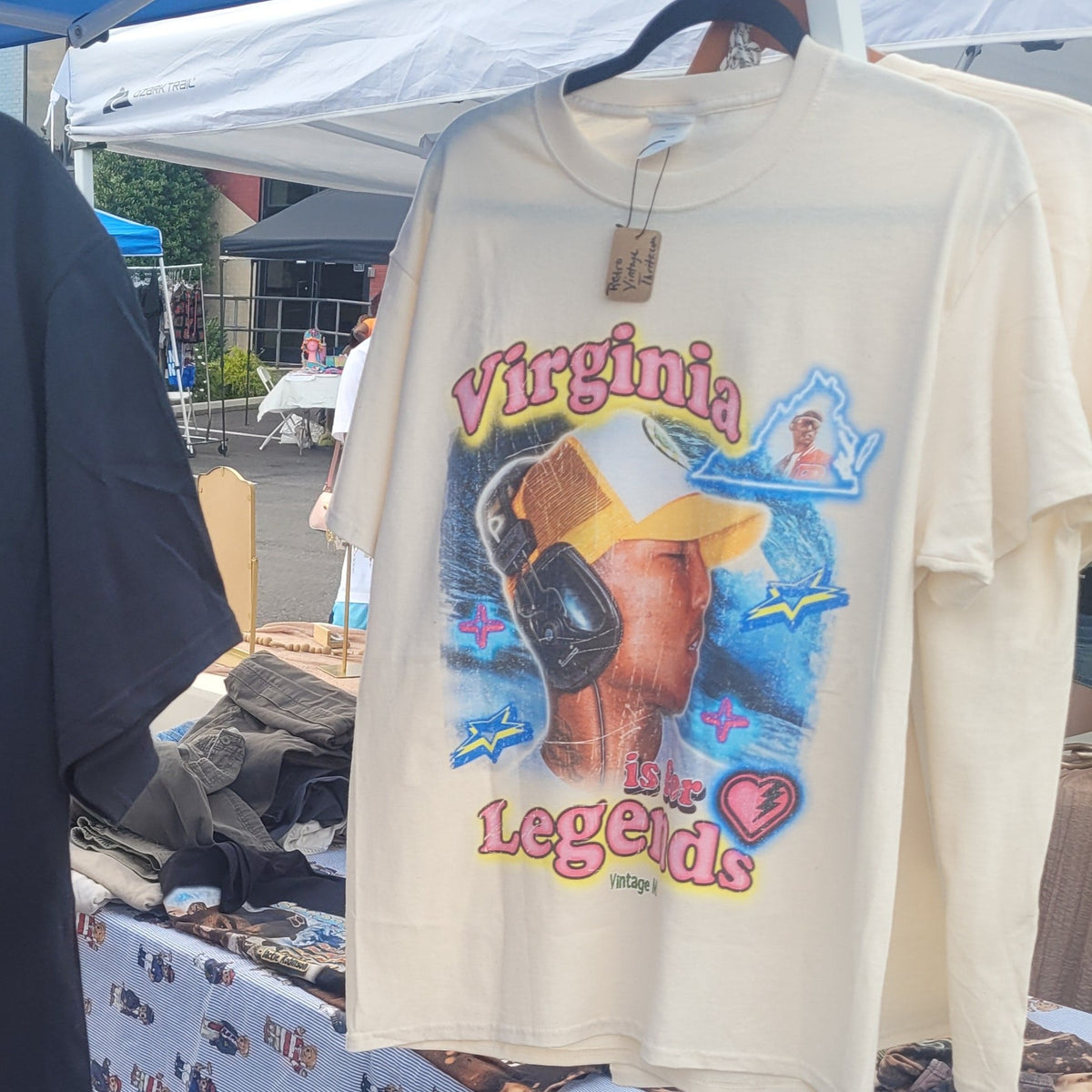 Virginia Is for Legends Y2k P tee with vintage graphic design hanging at Swapmeet Vintage market
