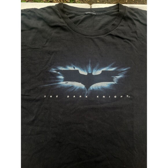 Black Vintage Batman Dark Knight Shirt Heath Ledger with iconic bat symbol and The Dark Knight text
