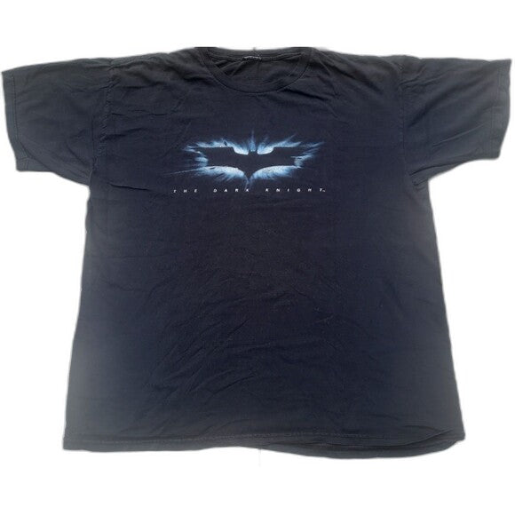 Vintage Batman Dark Knight Shirt Heath Ledger black graphic tee with bat symbol from RetroVintage Thrift
