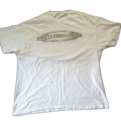 Vintage Harley Davidson NYC shirt New York white short sleeve crew neck tee with faded logo