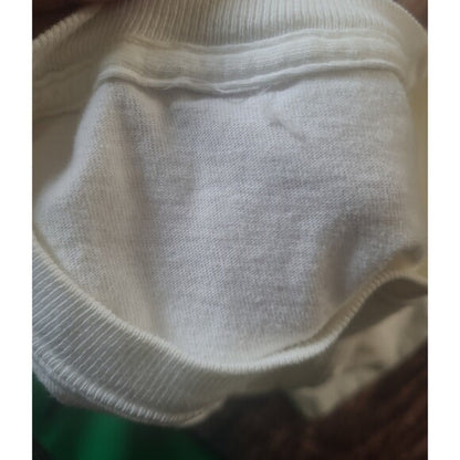 Close-up of white fabric showing texture of Vintage Harley Davidson NYC shirt New York