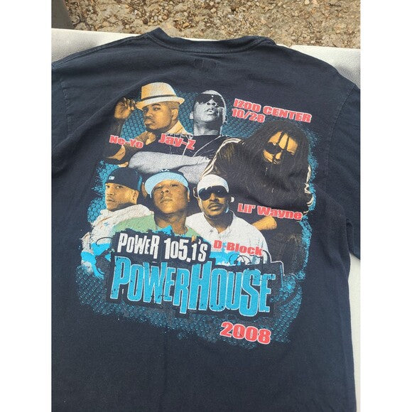 Vintage Jay Z Lil Wayne Powerhouse concert tee shirt featuring 2008 Power 105.1 event design