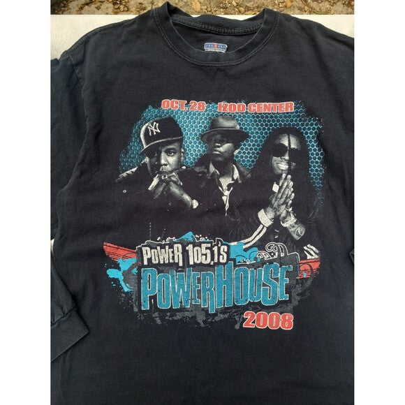 Vintage Jay Z Lil Wayne Powerhouse concert tee shirt with 2008 Power 105.1 design