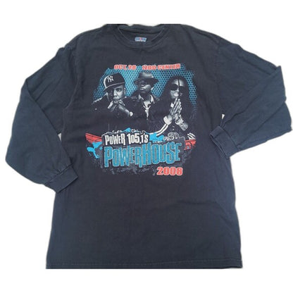 Vintage Jay Z Lil Wayne Powerhouse concert tee shirt with 2008 design and long sleeves