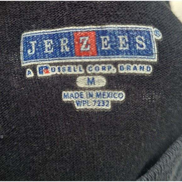 Close-up of Jerzees brand label on a Vintage Jay Z Lil Wayne Powerhouse concert tee shirt size medium