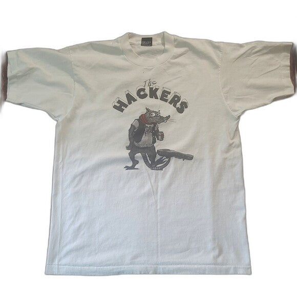 Vintage The Hackers single stitch Screen Stars band tee with cartoon character graphic on white shirt