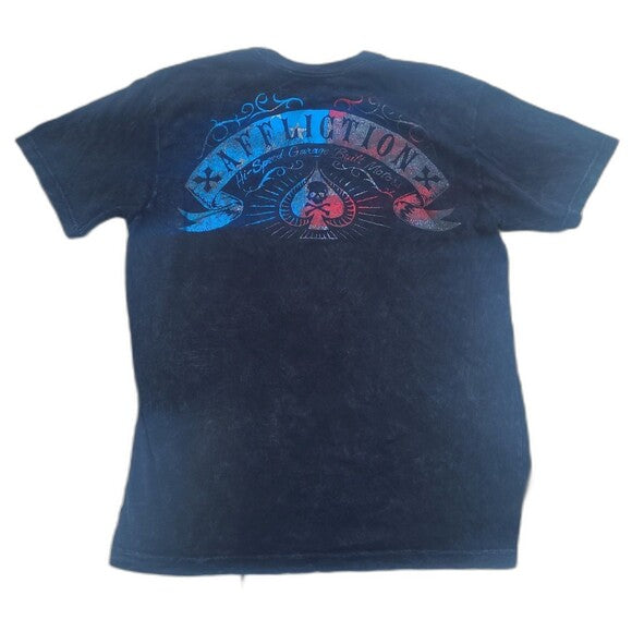 RetroVintage Thrift Vintage Y2K Affliction T-Shirt in black with graphic design on back